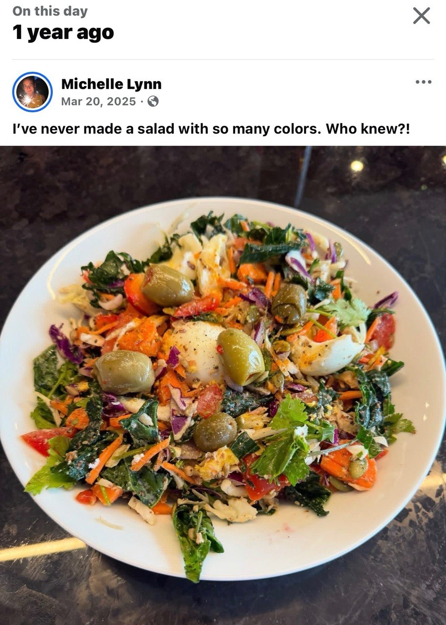 Michele's colorful salad — real food, real results